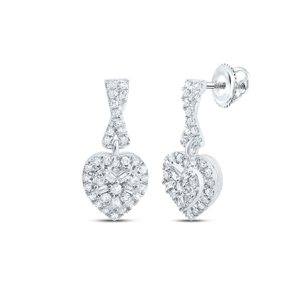 10K White Gold Heart Diamond Earrings - Splendid Jewellery