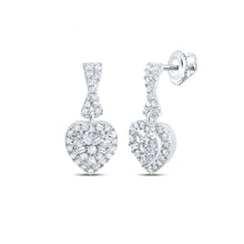 Load image into Gallery viewer, 10K White Gold Heart Diamond Earrings - Splendid Jewellery