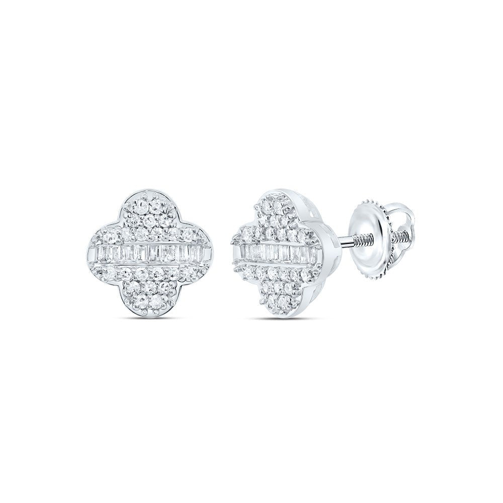 10K White Gold Modern Diamond Earrings with Fine Detail - Splendid Jewellery