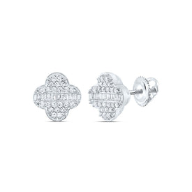 10K White Gold Modern Diamond Earrings with Fine Detail - Splendid Jewellery