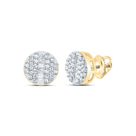 10K Yellow Gold Elegant Stud Earrings with Diamond with Fine Detail - Splendid Jewellery