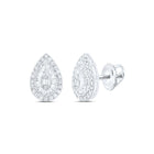 10K White Gold Elegant Earrings with Diamond with Fine Detail - Splendid Jewellery