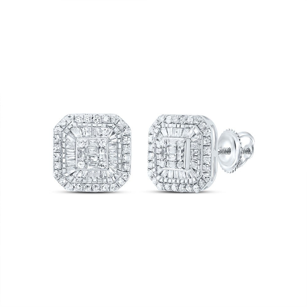 10K White Gold Elegant Earrings with Diamond with Elegant Styling - Splendid Jewellery