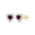 14K Yellow Gold Elegant Stud Earrings with Ruby - Splendid Jewellery