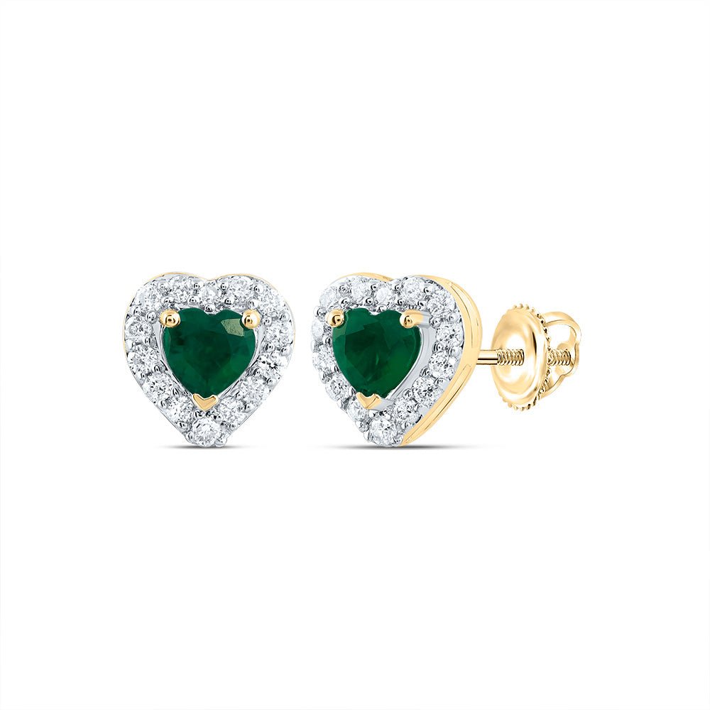 Heart Emerald Stud Earrings 1/10 Cttw - Splendid Jewellery