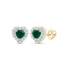 Heart Emerald Stud Earrings 1/10 Cttw - Splendid Jewellery