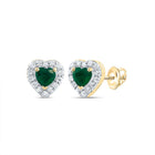 Heart Emerald Stud Earrings 1/10 Cttw - Splendid Jewellery