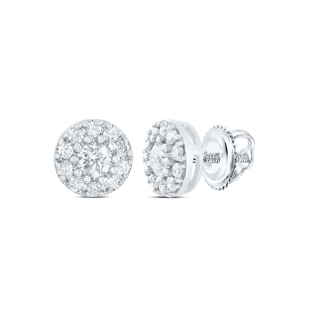14K White Gold Elegant Stud Earrings with Diamond with Elegant Styling - Splendid Jewellery