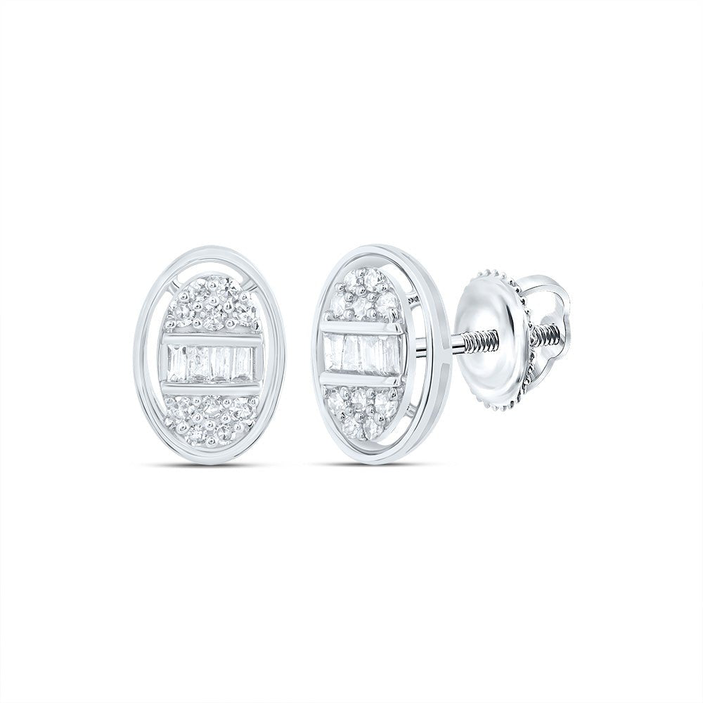 Oval Diamond Earrings in 10K White Gold - Splendid Jewellery
