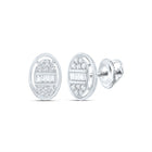 Oval Diamond Earrings in 10K White Gold - Splendid Jewellery