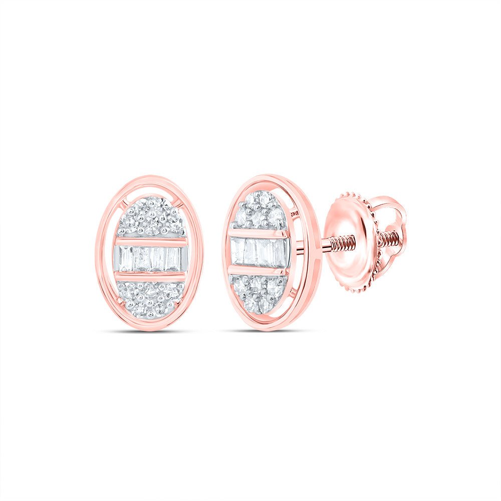 Diamond Stud Earrings in 10K Rose Gold with Fine Detail - Splendid Jewellery