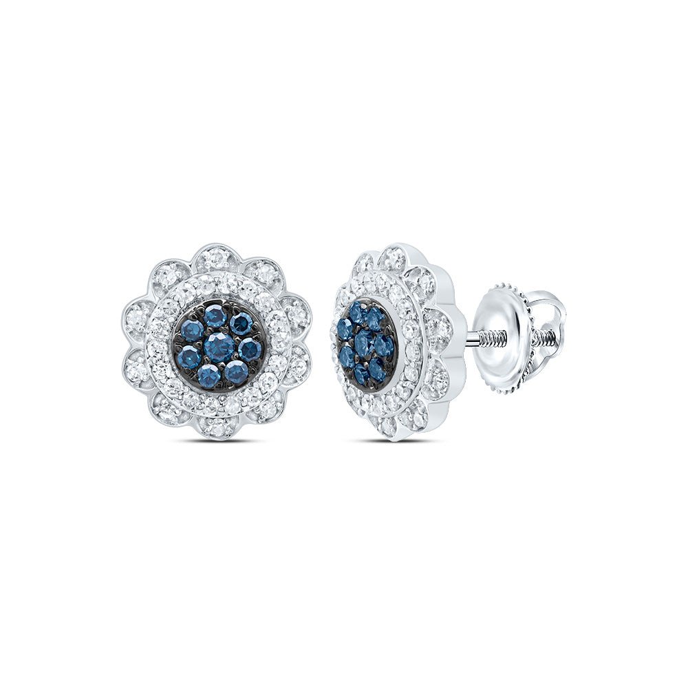 10K White Gold Elegant Stud Earrings with Diamond - Splendid Jewellery