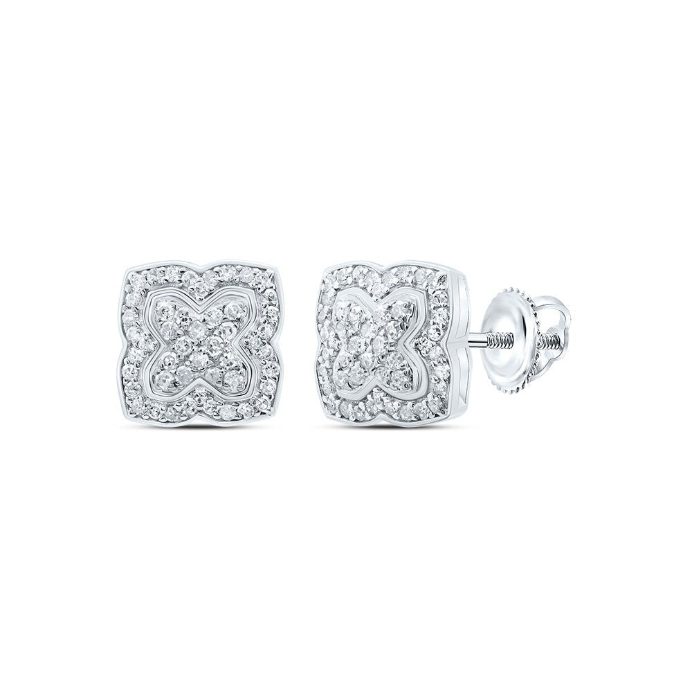 10K White Gold Gift - Ready Diamond Earrings with Fine Detail - Splendid Jewellery