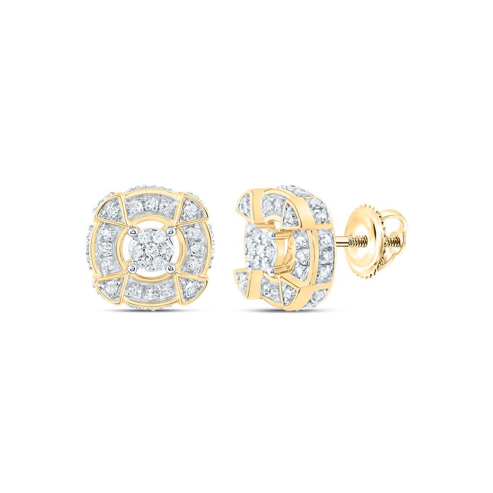 10K Yellow Gold Modern Diamond Earrings with Fine Detail - Splendid Jewellery