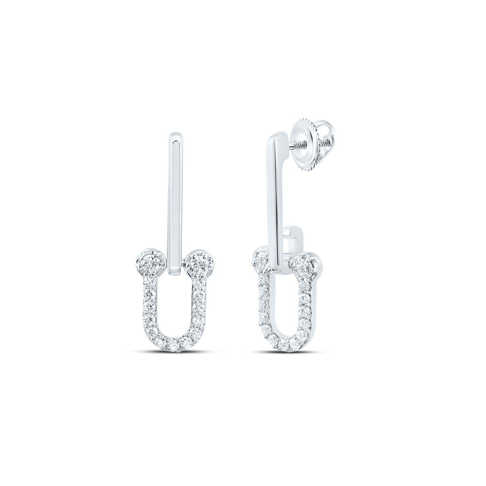 14K White Gold Modern Diamond Earrings with Natural Sparkle - Splendid Jewellery