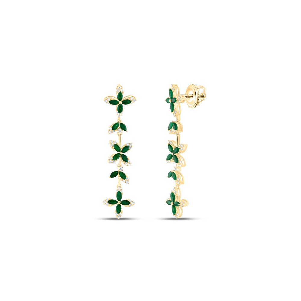 14K Yellow Gold Emerald Earrings for Everyday Wear with Fine Detail - Splendid Jewellery