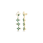 14K Yellow Gold Modern Emerald Earrings - Splendid Jewellery
