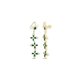 14K Yellow Gold Modern Emerald Earrings - Splendid Jewellery