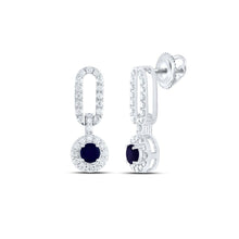 Load image into Gallery viewer, 14K White Gold Blue Sapphire Earrings 1/3 Cttw - Splendid Jewellery