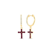 Load image into Gallery viewer, 14K Yellow Gold Modern Ruby Earrings for Everyday Wear - Splendid Jewellery