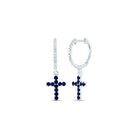 14K White Gold Elegant Earrings with Blue Sapphire with Elegant Styling - Splendid Jewellery
