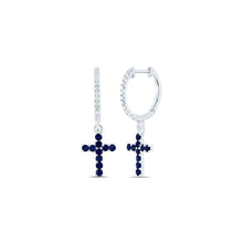 Load image into Gallery viewer, 14K White Gold Elegant Earrings with Blue Sapphire with Elegant Styling - Splendid Jewellery