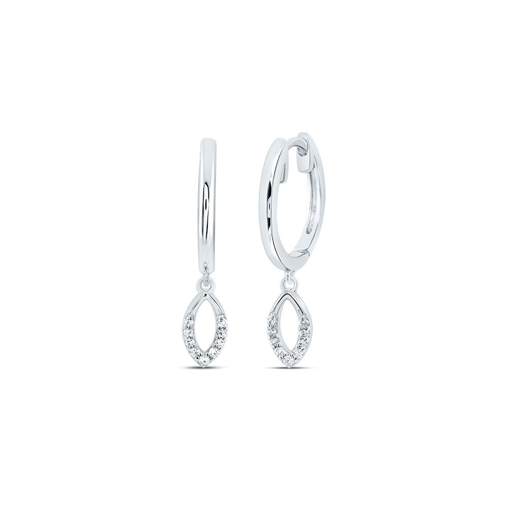 10K White Gold Diamond Hoop Earrings 1/12 Cttw - Splendid Jewellery
