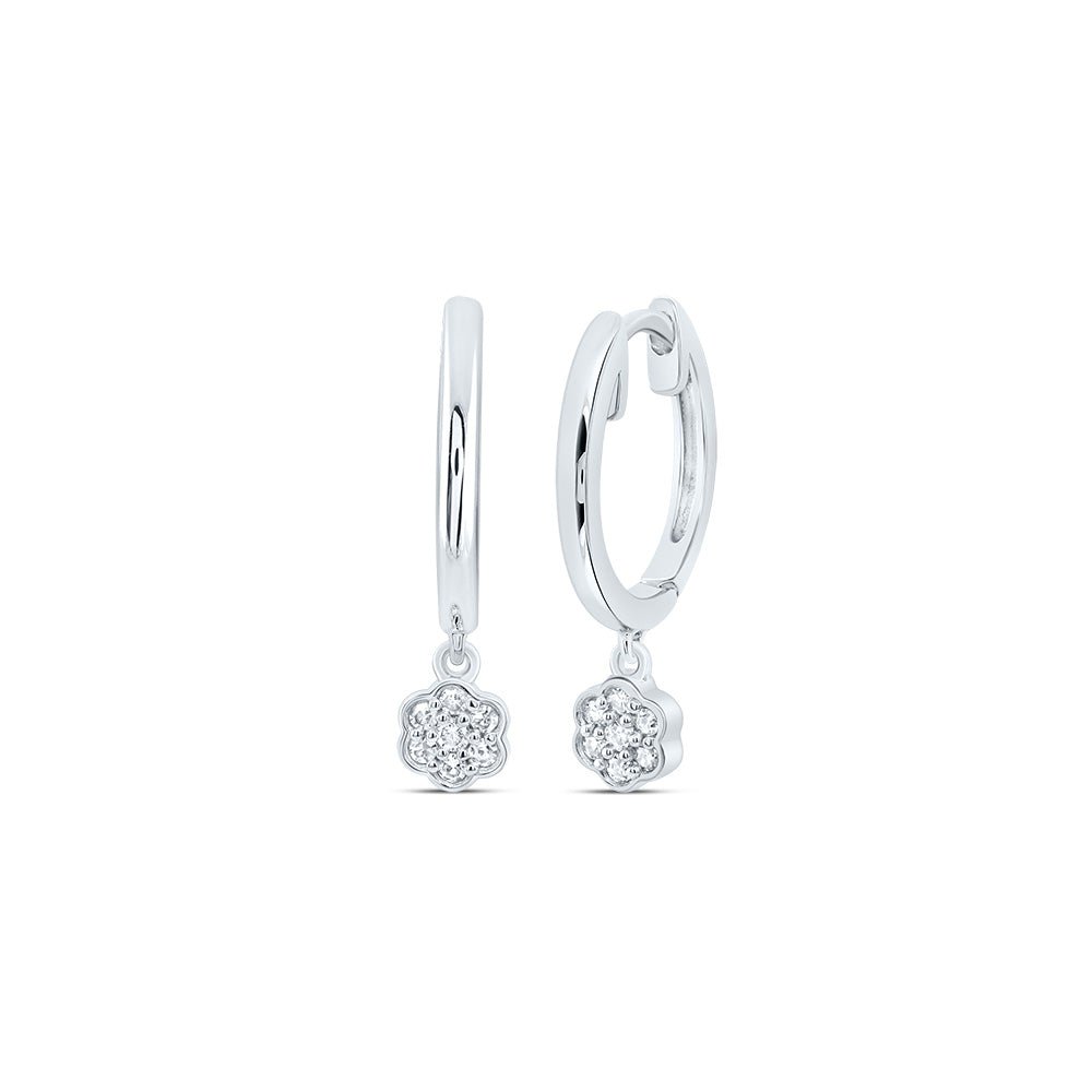 10K White Gold Diamond Hoop Earrings with Fine Detail - Splendid Jewellery