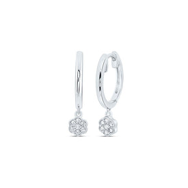 10K White Gold Diamond Hoop Earrings with Fine Detail - Splendid Jewellery