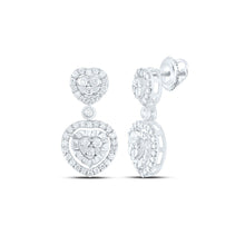 Load image into Gallery viewer, Heart Diamond Earrings in 14K White Gold - Splendid Jewellery