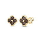 10K Yellow Gold Elegant Stud Earrings with Diamond with Fine Detail - Splendid Jewellery