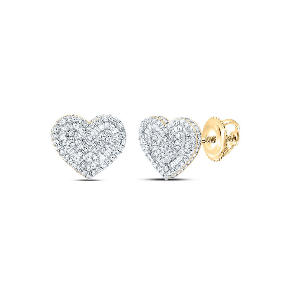 10K Yellow Gold Heart Diamond Stud Earrings Gift Edition - Splendid Jewellery