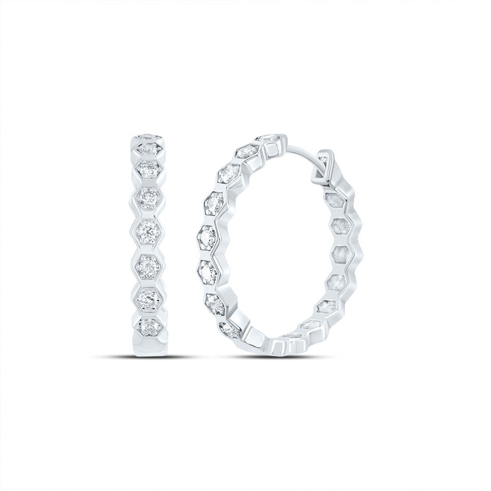 14K White Gold Diamond Hoop Earrings - Splendid Jewellery