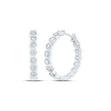 Load image into Gallery viewer, 14K White Gold Diamond Hoop Earrings - Splendid Jewellery