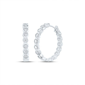 14K White Gold Diamond Hoop Earrings - Splendid Jewellery