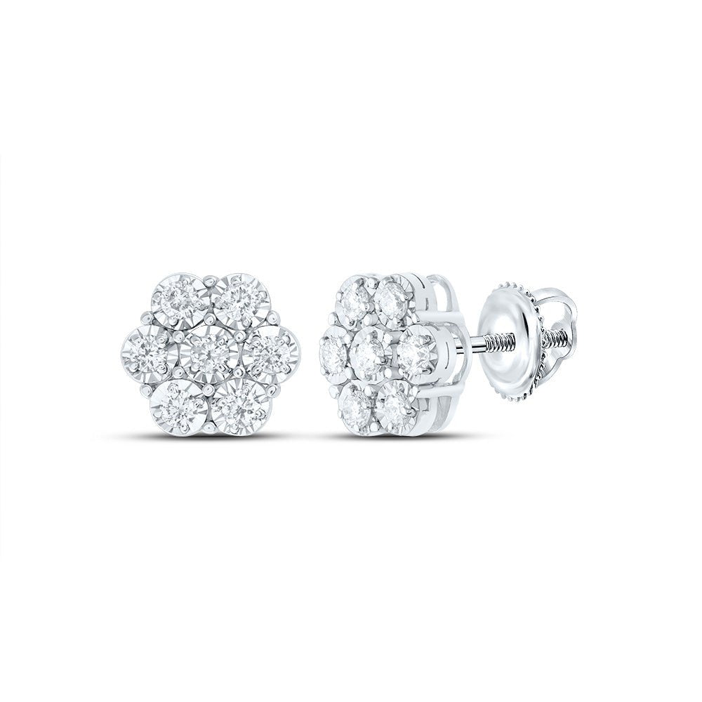 14K White Gold Diamond Earrings for Everyday Wear with Fine Detail - Splendid Jewellery