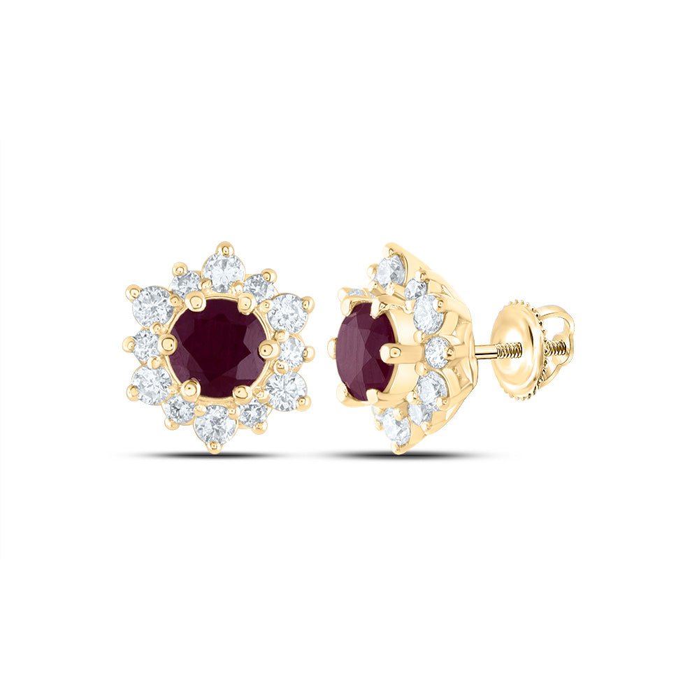 14K Yellow Gold Ruby Earrings for Everyday Wear Gift Edition - Splendid Jewellery