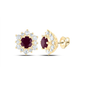 14K Yellow Gold Ruby Earrings for Everyday Wear Gift Edition - Splendid Jewellery