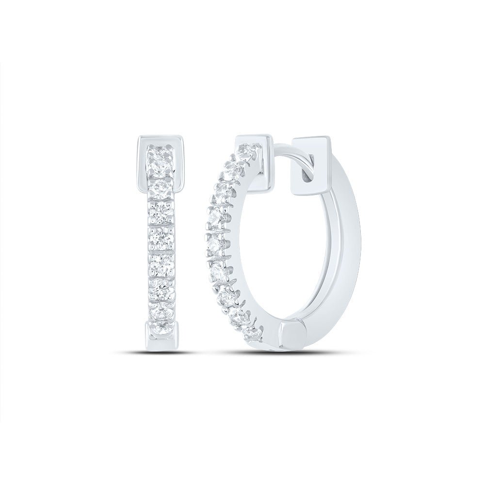 14K White Gold Luxury Diamond Hoop Earrings with Fine Detail - Splendid Jewellery