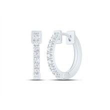 Load image into Gallery viewer, 14K White Gold Luxury Diamond Hoop Earrings with Fine Detail - Splendid Jewellery