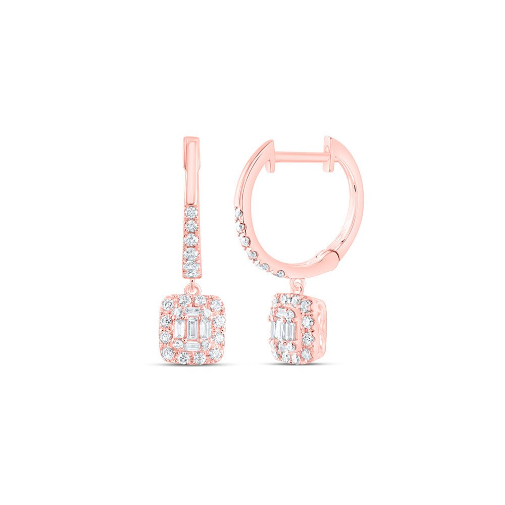 14K Rose Gold Cushion Diamond Earrings - Splendid Jewellery