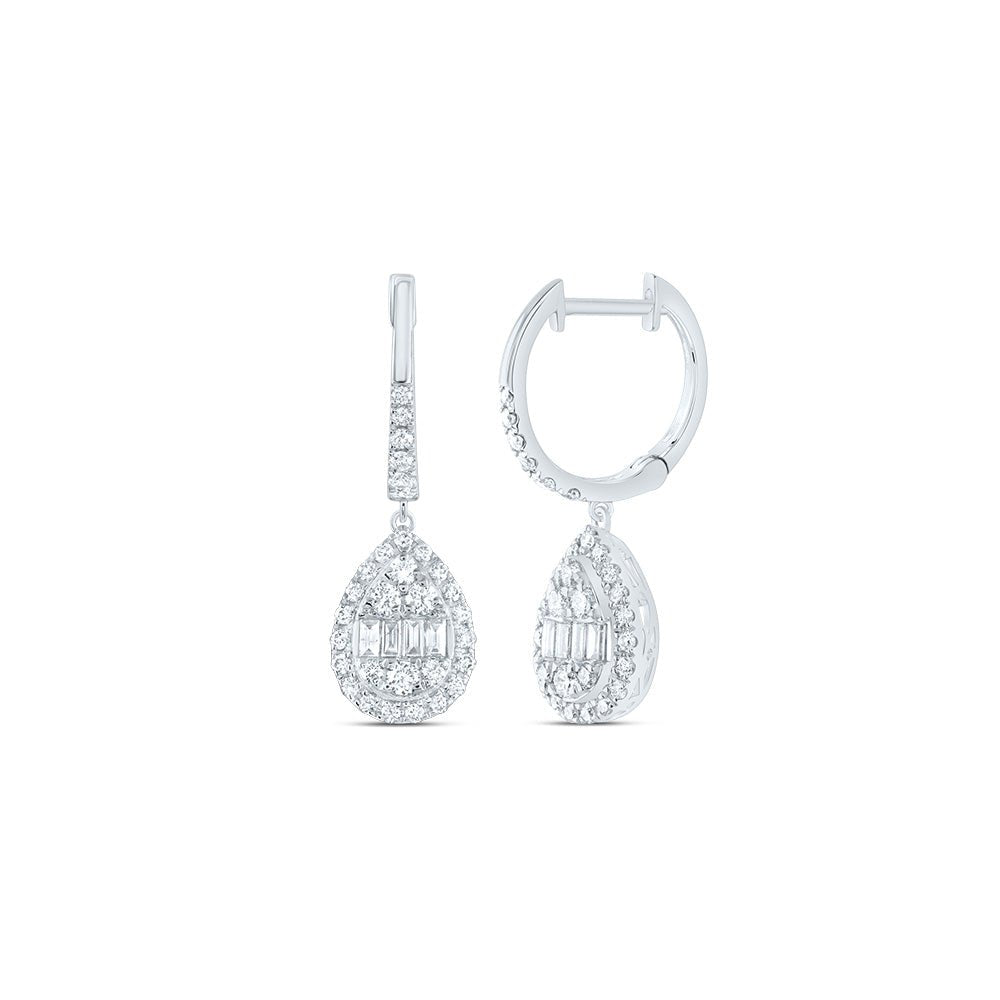 14K White Gold Diamond Earrings 3/4 Cttw - Splendid Jewellery