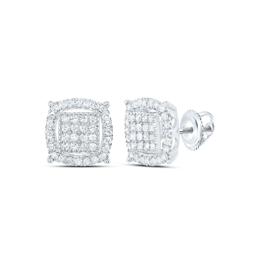 Cushion Diamond Earrings in 10K White Gold - Splendid Jewellery