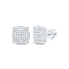 Cushion Diamond Earrings in 10K White Gold - Splendid Jewellery
