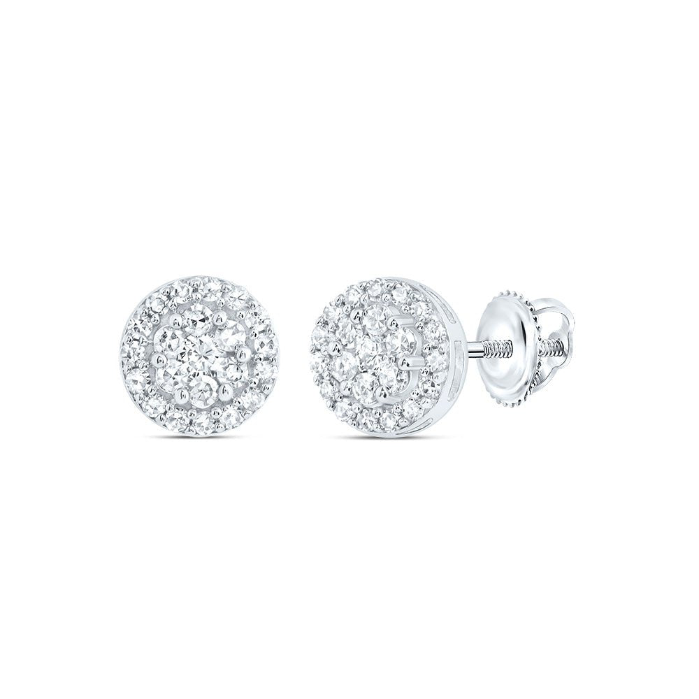 10K White Gold Elegant Stud Earrings with Diamond with Natural Sparkle - Splendid Jewellery