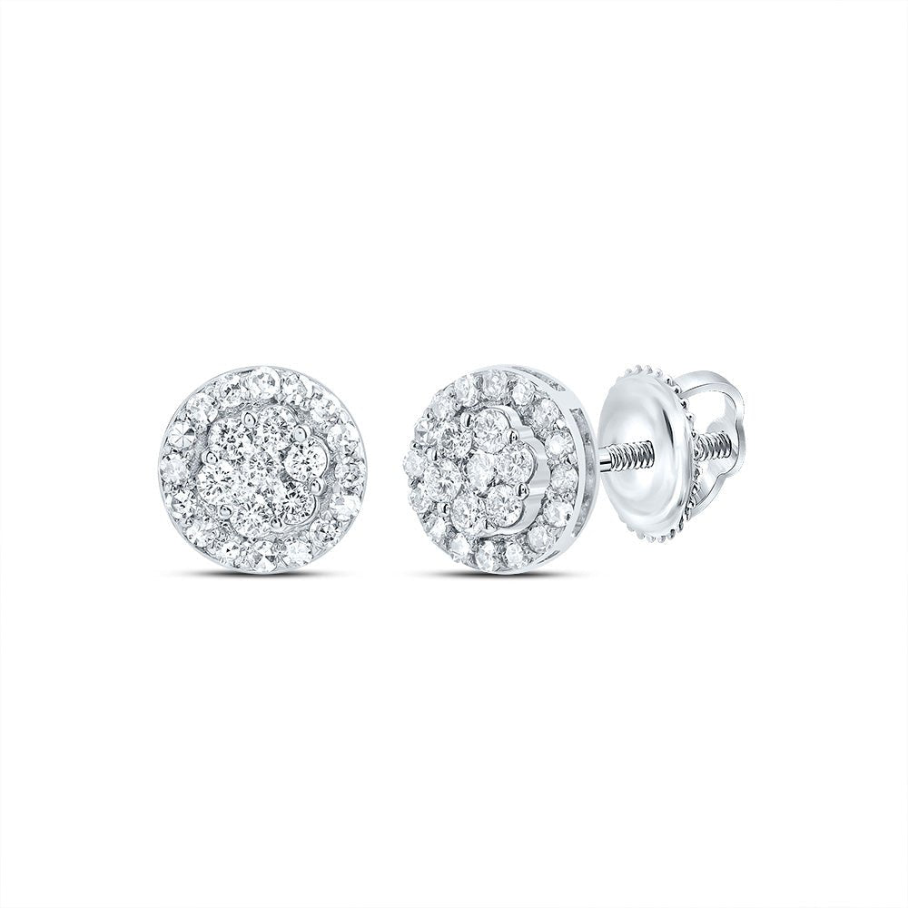 Diamond Stud Earrings in 10K White Gold with Fine Detail - Splendid Jewellery