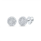 Diamond Stud Earrings in 10K White Gold with Fine Detail - Splendid Jewellery