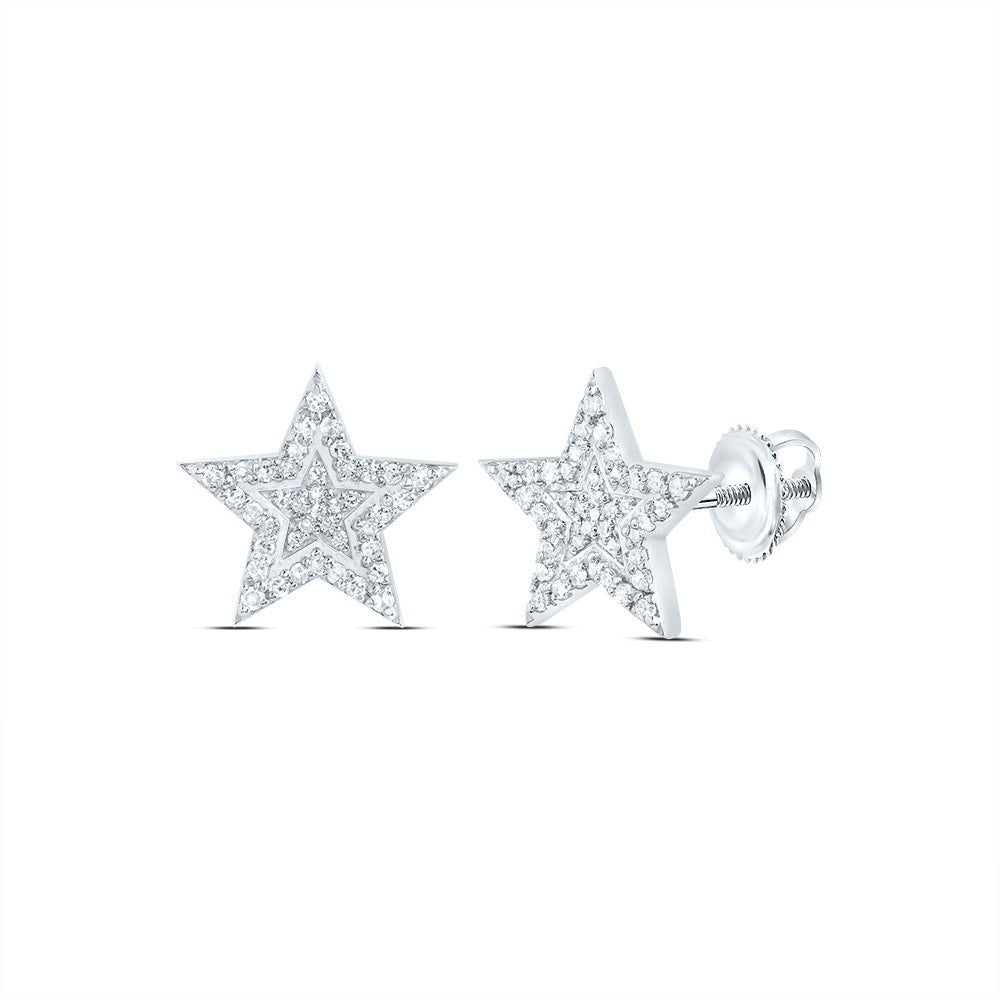 Diamond Stud Earrings in 10K White Gold with Fine Detail - Splendid Jewellery