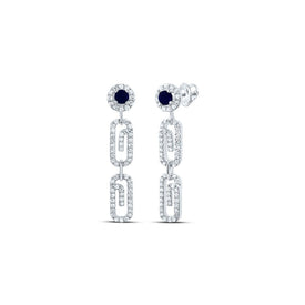 Blue Sapphire Earrings in 10K White Gold - Splendid Jewellery