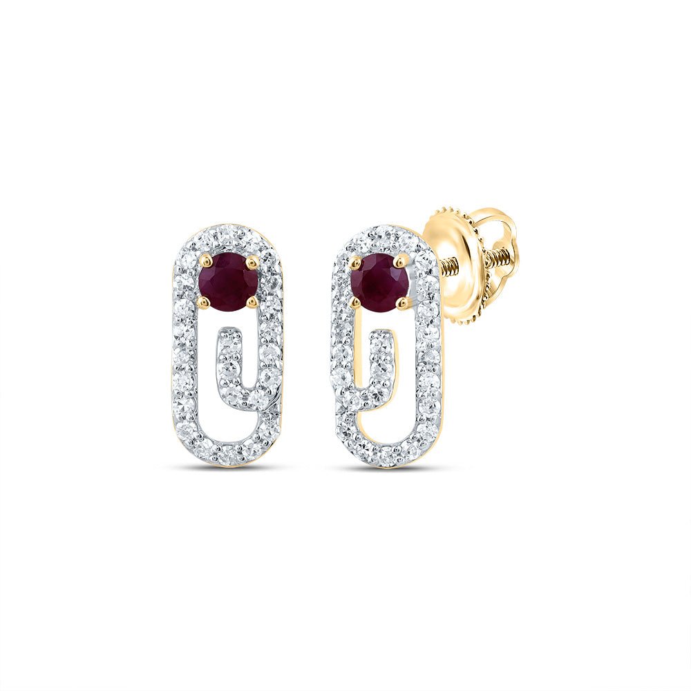 10K Yellow Gold Modern Ruby Earrings - Splendid Jewellery